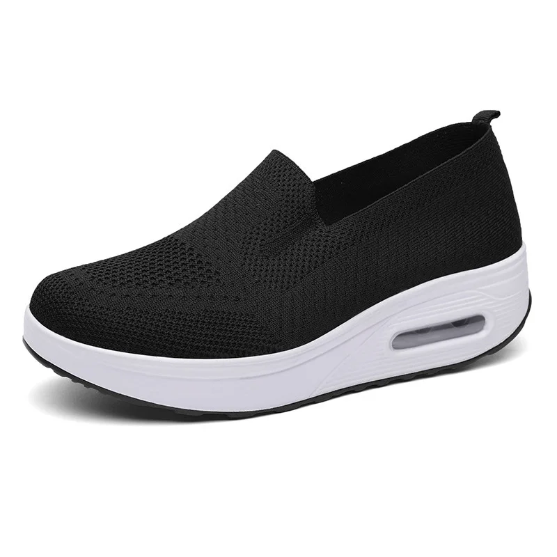 Womens Swing Shoes Mesh Loafers Flat Platform Sneakers, Spring Autumn Height Increasing Wedges Comfortable Lady Shoes