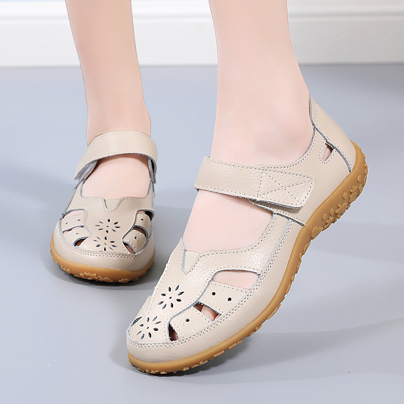 PU Leather Summer Flat Womens Shoes, Outdoor Casual Beach Sandals, Fashion Slippers, Large Size Loafer Sandals
