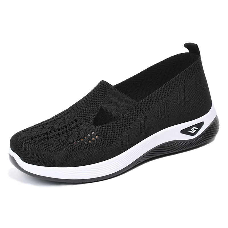 Casual Blue Mesh Womens Shoes, Breathable & Comfortable Soft Sole Loafers for Mothers, Perfect for Spring and Summer