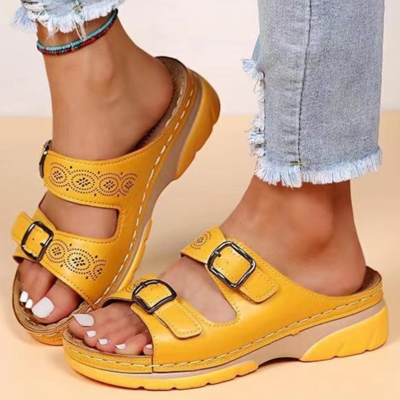 Fashionable Women Shoes Sandals Summer Platform Wedge Slip-On Sandals, Lightweight Casual Female Walking Footwear