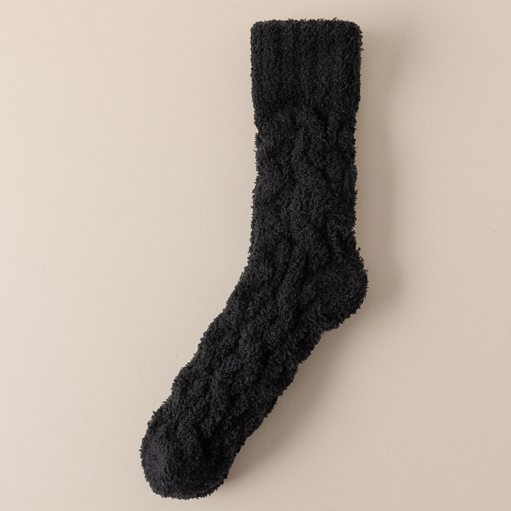 Mens Thick Warm Winter Socks, High-Quality Coral Fleece Thermal Cozy Middle Tube Fluffy Sleeping Socks