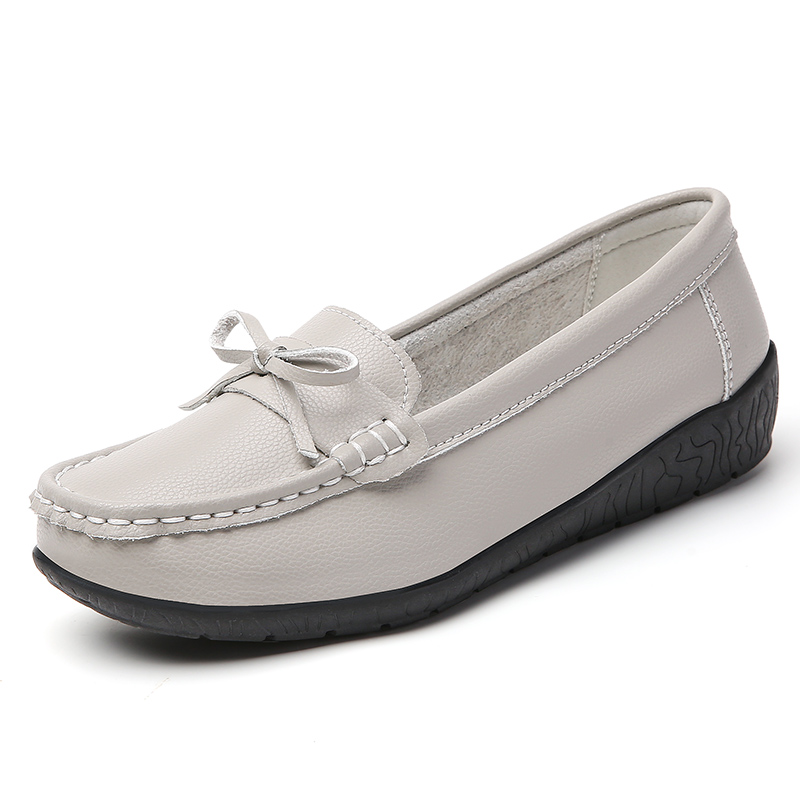 Genuine Leather Wedge Flats, Fashion Slip On Nurse Shoes, Comfortable Womens Moccasins
