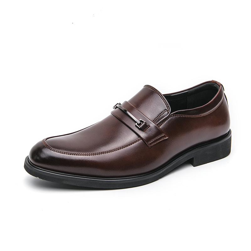 Classic Style Men's Formal Leather Shoes, Slip On Loafers, Breathable Round Toe, Non-Slip Business Dress Wedding Office
