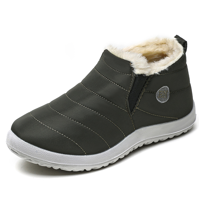 Winter Boots for Men Slip On Fur Waterproof Casual Ankle Boots Snow Booties Warm Men's Shoes
