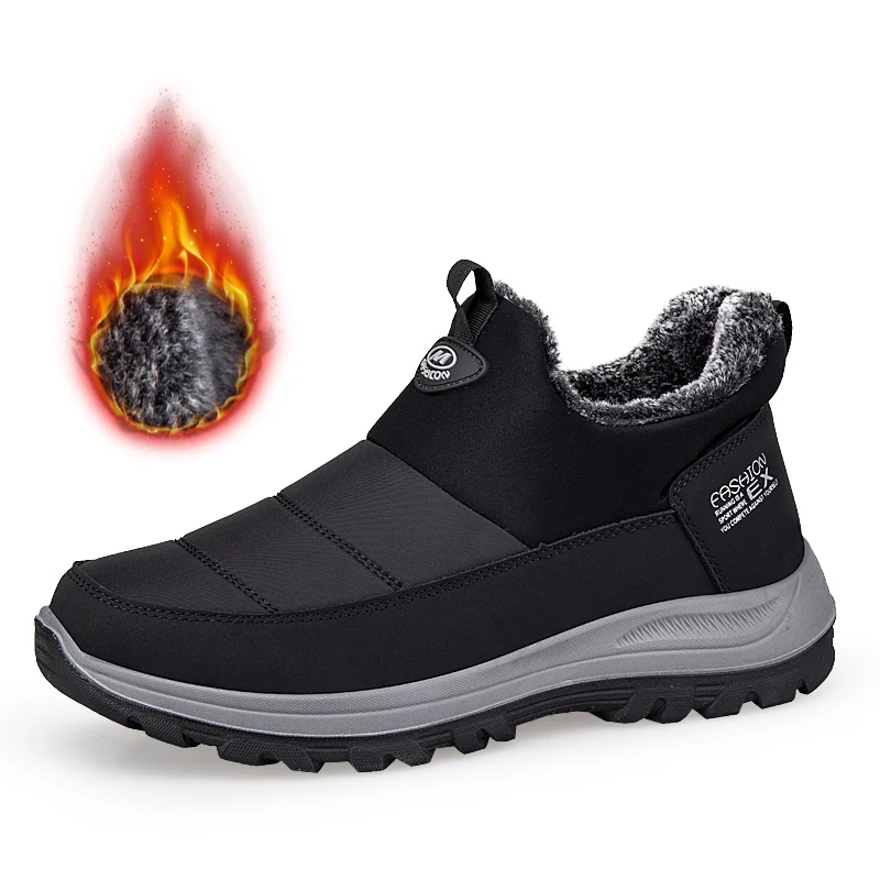 Thick Warm Fur Men Boots Waterproof Winter Snow Shoes Lightweight Casual Slip On Unisex Ankle Boots
