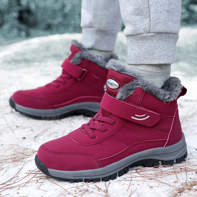 Casual Snow Boots for Women, Winter Shoes Platform Non-slip, Warm Fur Ankle Boots, Plush Combat Hiking Outdoor