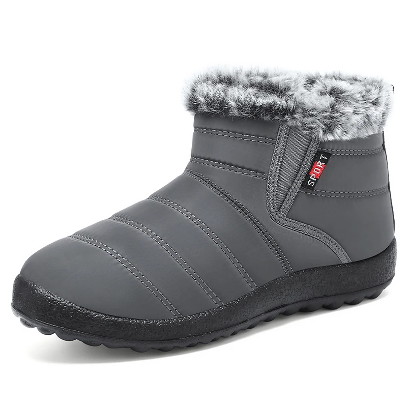 New Women's Ankle Boots Slip On Snow Boots for Winter Warm Fur Black Winter Footwear for Women