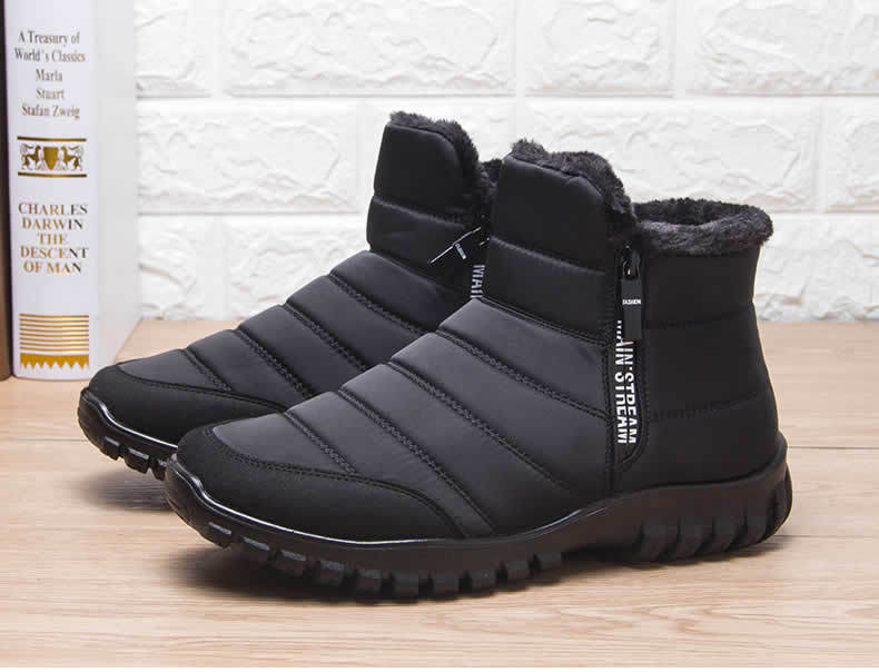 Warm Cotton Zipper Snow Ankle Boots Mens Sneakers Winter Shoes, Autumn Shoes Waterproof Snow Boots Shoe