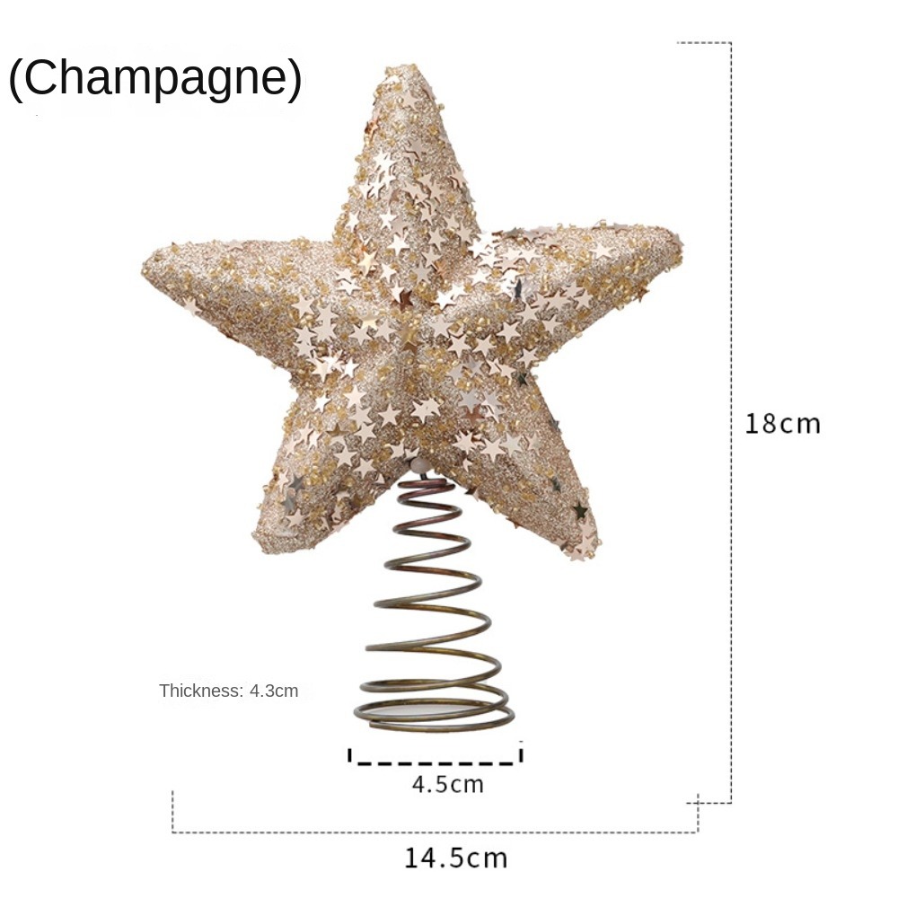 New Pentagram Christmas Tree Top Star Party Decoration Crafts Christmas Tree Decorations Family New Year Tree Ornaments