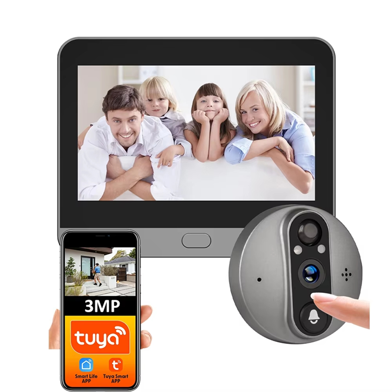 Wifi Door Bell, Smart Life Tuya Eye Peephole Camera, PIR Motion Detector, IR Digital Viewer, Battery