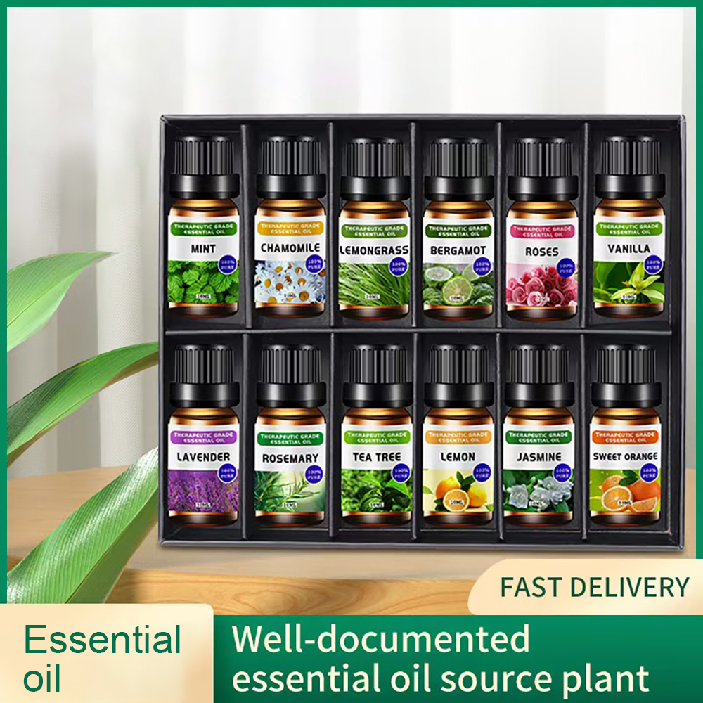 12 Pieces Essential Oil Set, Lavender, Rose, Plant Essential Oil, Air Purification Blend, Aromatherapy Gift Set