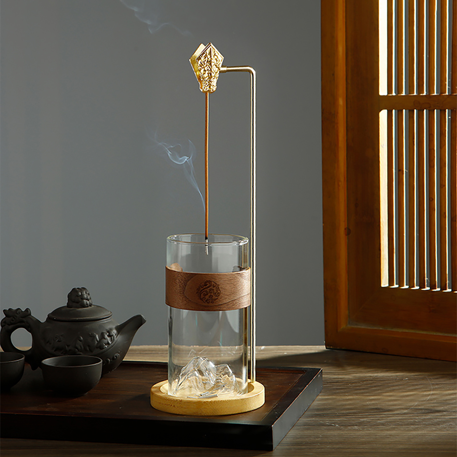 Glass Mountain Incense Holder with Dragon Clip Burner | Inspire Uplift