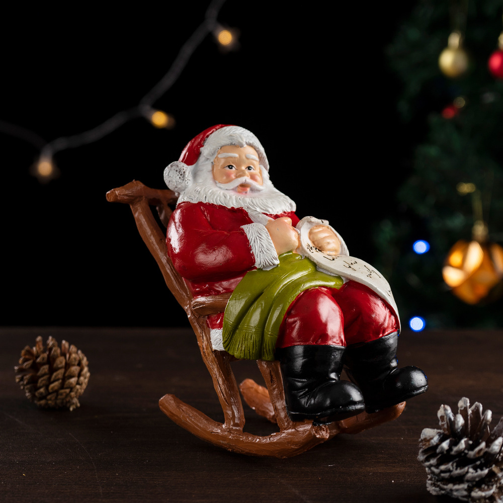 Santa Claus Leisure Lounge Chair, Figurines Home Decor, Christmas Resin Crafts