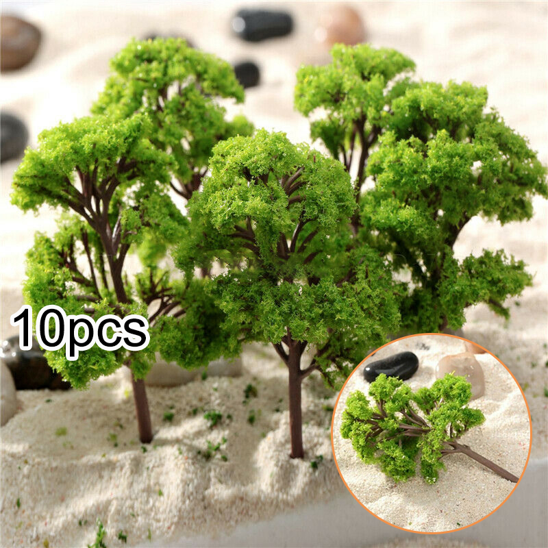 10pcs Plastic Model Trees, 4CM Railroad Scenery, Diorama Ornaments, House Living Room Kitchen Decor