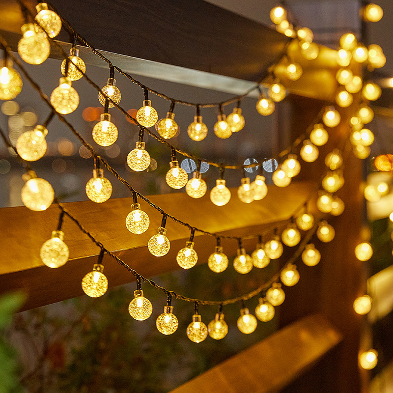 Solar Waterproof Bubble Ball String Lights, Outdoor Orb Water Drop Lamps for Patio, Christmas Holiday Party