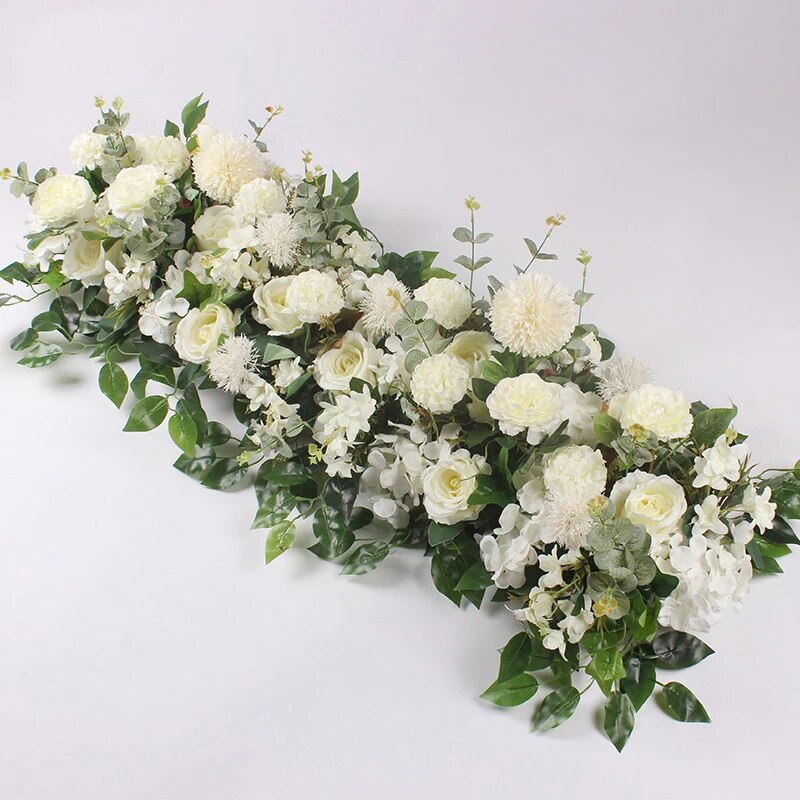 Luxury White Rose Artificial Flower Row Wedding Table Decor | Inspire ...