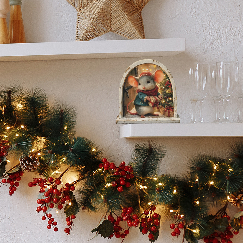Cute Christmas Small Mouse Wall Stickers, Xmas Decoration For Home, Merry Christmas Noel Navidad Decor Happy New Year