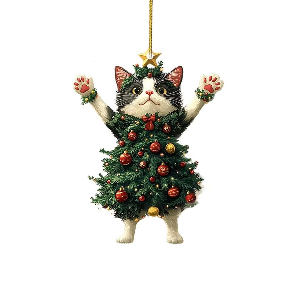 Cute Cat Christmas Tree, Pendants Hanging Ornaments for Car and Backpack