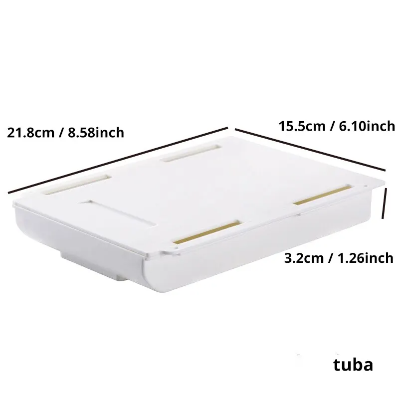 White Self-Adhesive Storage Drawer Box for Makeup, Pencil, Under Stand, Hidden Desk Tray