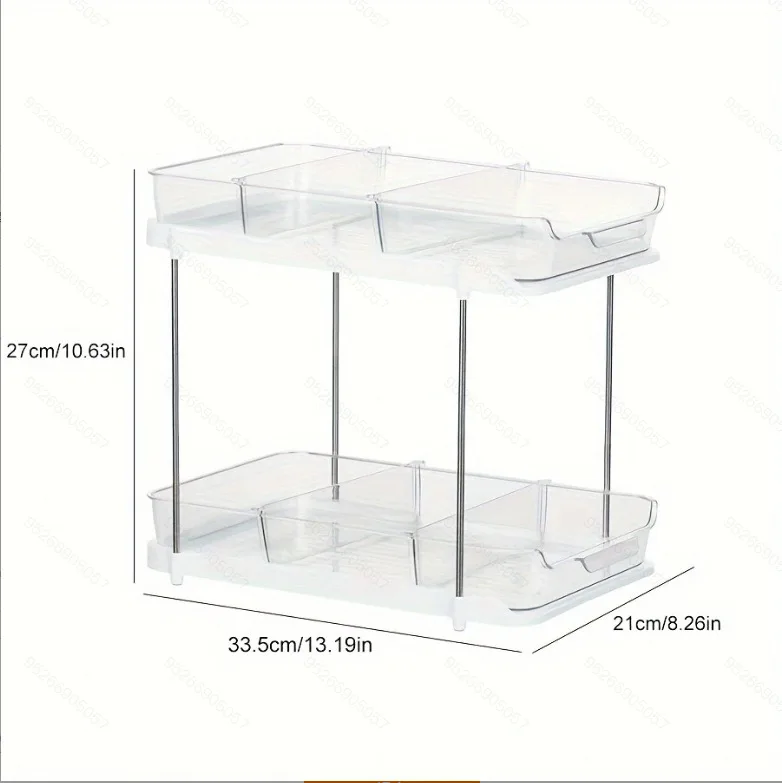 2-Tier Pull Out Under Sink Storage Shelf, Multi-Purpose Organizer for Bathroom Cabinet, Kitchen Pantry