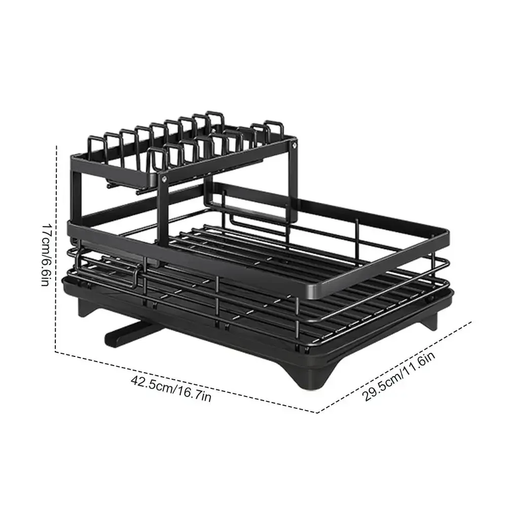 Adjustable Dish Drying Rack, Drainboard Organizer for Kitchen Plates, Cutlery Storage, Over Sink Countertop Dry Rack