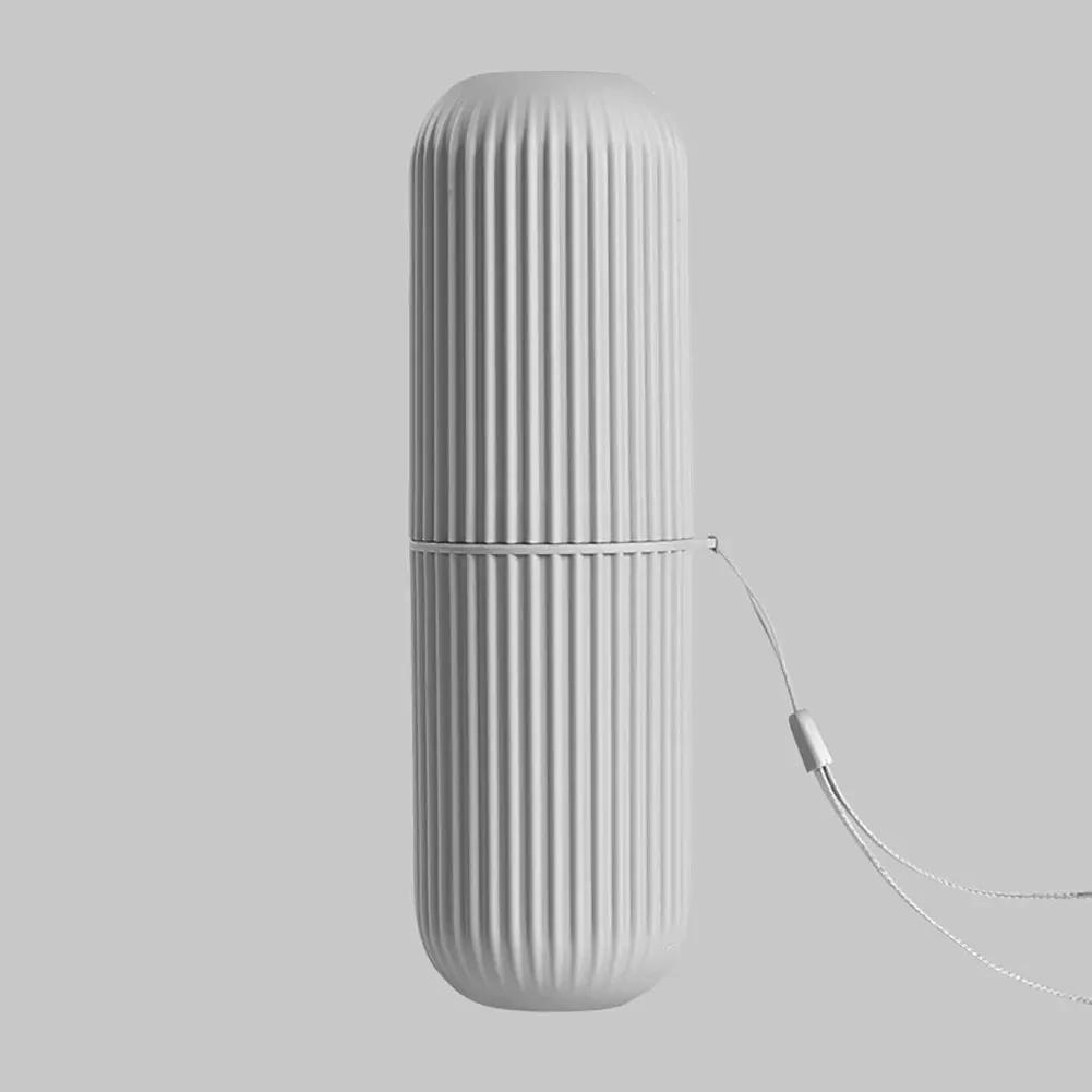 Travel Toothbrush Storage Box, Vertical Stripe Brushing Cup, Portable Mouthwash Cup, Toothpaste Storage