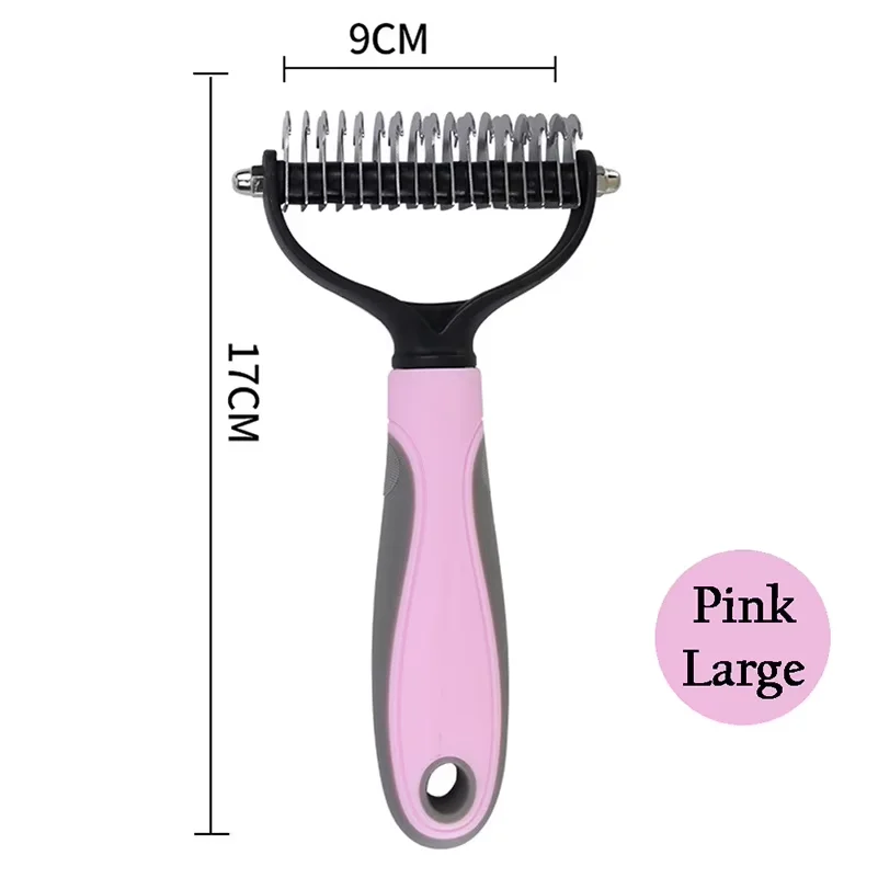 Pet Deshedding Brush Double Sided Grooming Tool, Shedding and Dematting, Stainless Steel Dog Comb for Effective Results