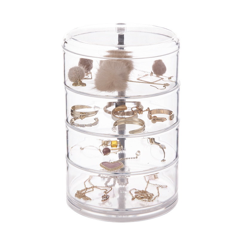 Transparent Organizer Box, Dust Proof, Waterproof, Large Capacity, Rotatable Jewelry and Cosmetics Storage Box