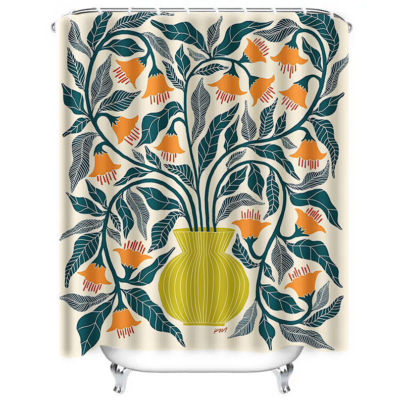 Elegant Floral Bouquet Shower Curtain, Eco-Friendly Fabric for Nature-Inspired Bathroom Decor, Non-Toxic, Spring Vibes