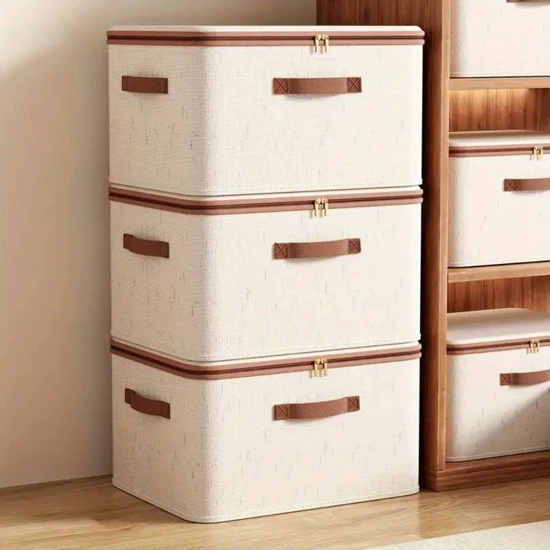 Heavy-duty Cotton Linen Zipper Storage Box with Lid | Inspire Uplift