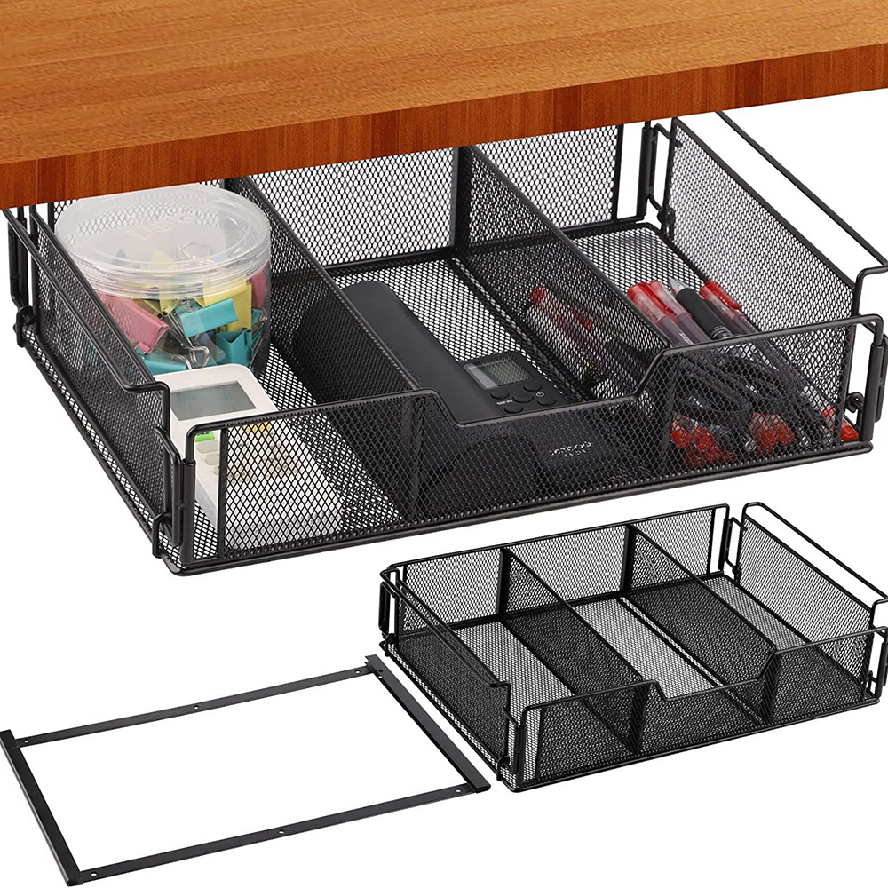 Under Desk Drawer, Desktop Storage Basket, Black Assembly Storage Basket, Drawer Storage Box, Desk Storage Organizer