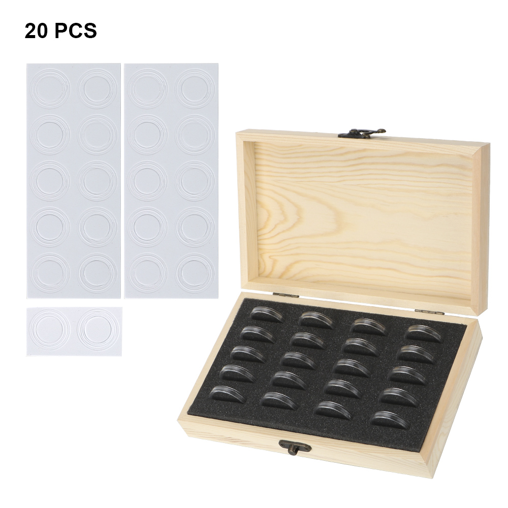 Adjustable Wooden Coin Storage Box, Commemorative Coin Holder with Adjustment Pad, Coin Collection Case Capsules