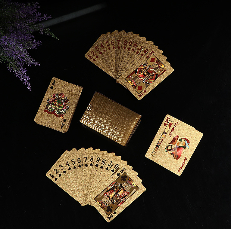 Gold Waterproof Playing Cards, Plastic Poker Game, Table Games for Halloween Christmas, Family Game Nights, Board Game