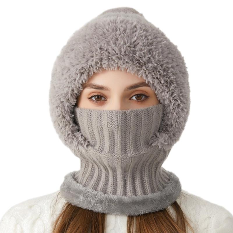 Women Knitted Winter Hat, Warm Pullover Hat, Outdoor Unisex Hat, Neck Warmer for Outdoor Activity