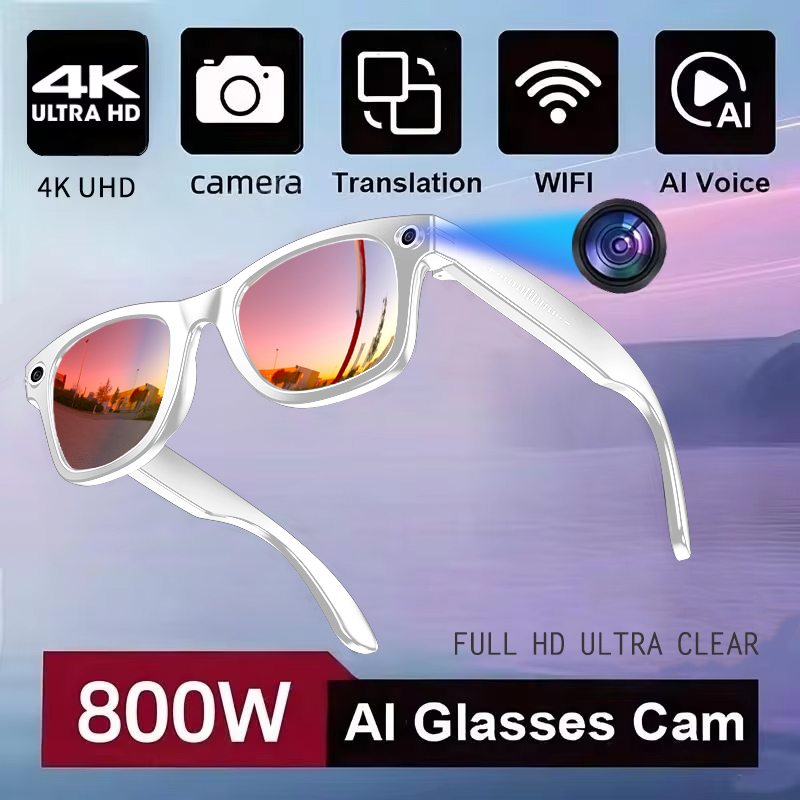 Camera AI Glasses for Men, Color-Changing Smart Translation Glasses, Photo Video Recording, Waterpro