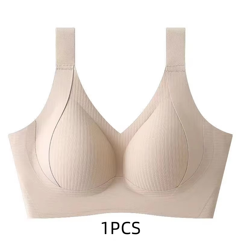 Womens Solid Seamless Bras, Full Cup Wireless Soft Intimates, Comfortable Brassiere Push Up Sexy Underwear Ropa
