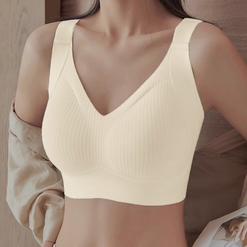 Push-Up Bras For Women, Non-wire Padded Bra, Seamless Underwear, Plus Size V-neck Bra Top, Sexy Lingerie, Wide Straps
