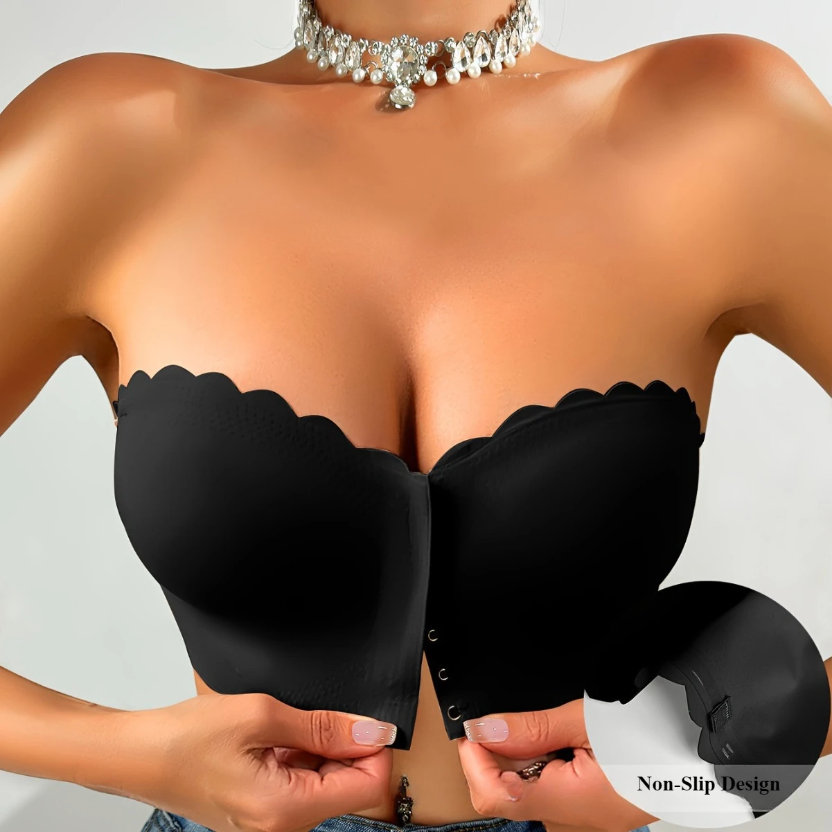 Front Button Underwear Bra, No Underwire, Smoth Breathable Comfortable Solid Color, Gathering, Invisible Women Underwear