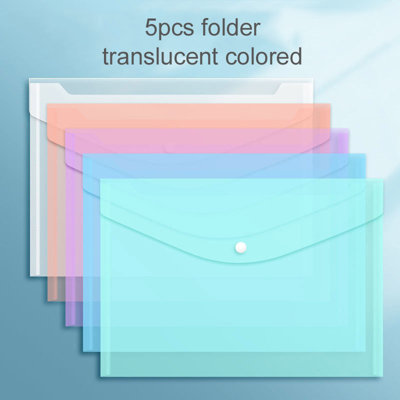 File Bags, Transparent Plastic, Large-Capacity Waterproof Storage, Snap-On Type Test Paper Organizer for Archives
