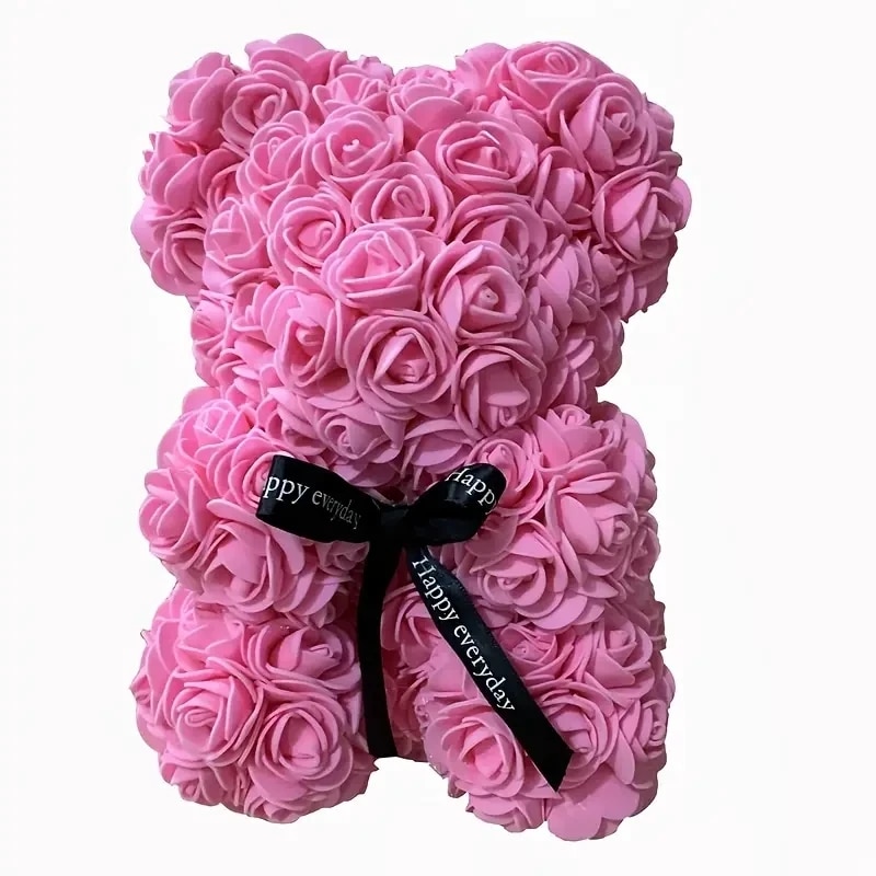 Valentines Rose Bear Gifts For Her, Red Artificial Flowers Bear With Rose Bouquet, Romantic Gift for Wife, Girlfriend
