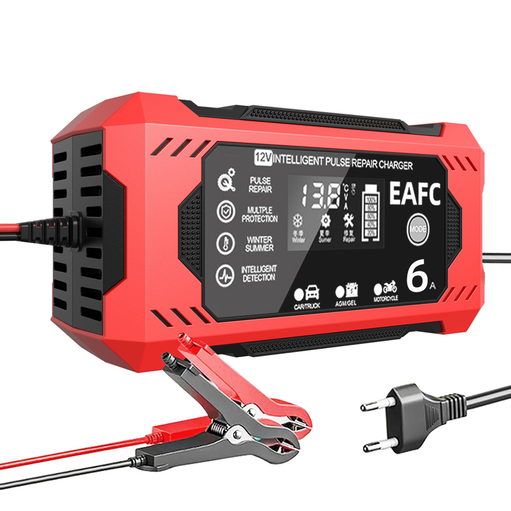 Car Battery Charger, Intelligent Fast Charging, Pulse Repair, Auto-Stop Dual-Mode for Motorcycle and Truck