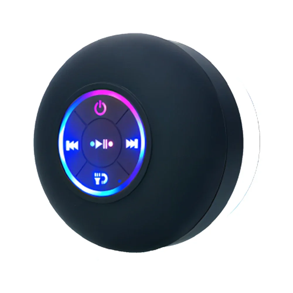 Portable Wireless Bluetooth Speaker, LED Waterproof Loudspeaker, Outdoor Bathroom Mini Stereo Sound Box, Large Suction
