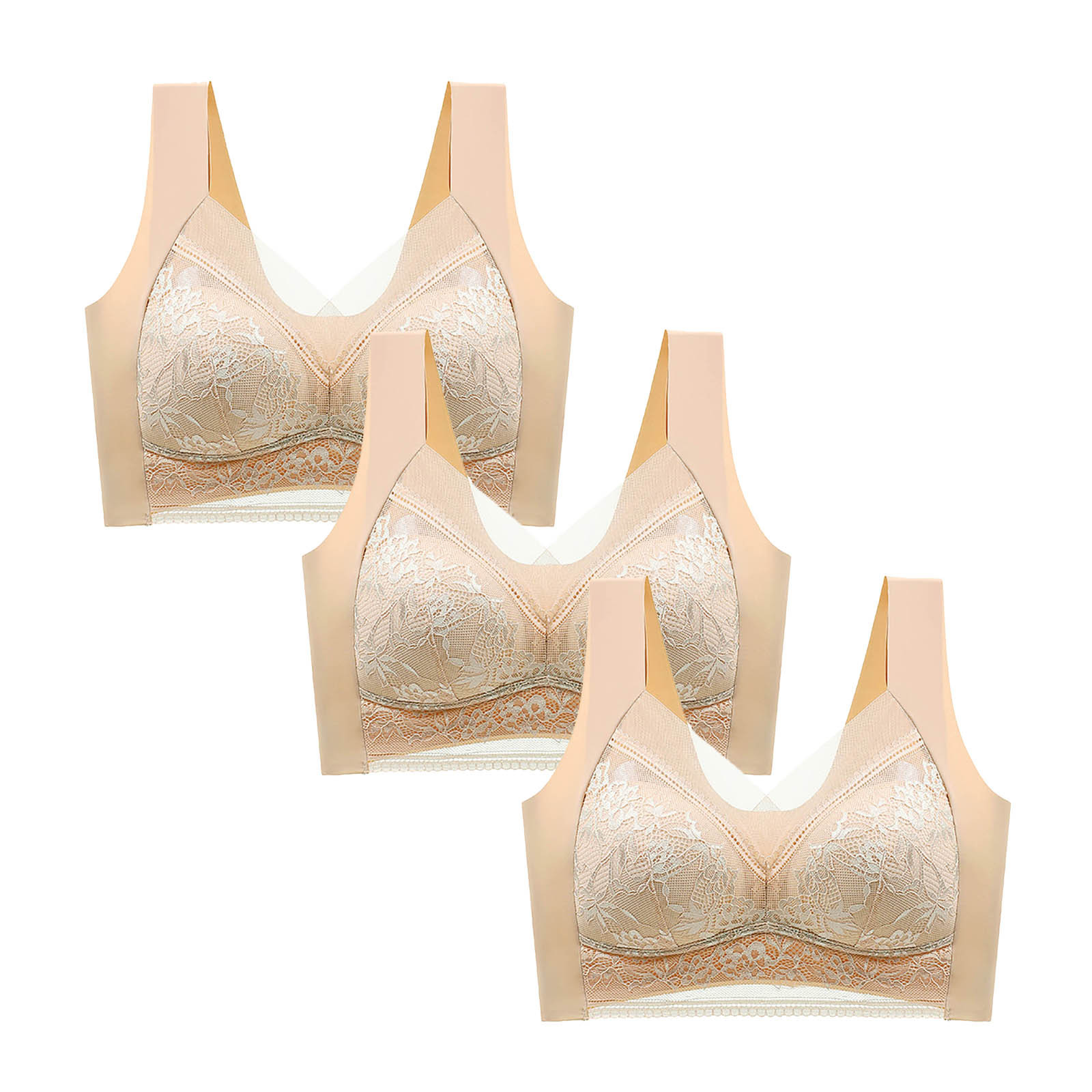 Lace Push Up Bras for Women, Sexy Wireless Bra, Ice Silk Deep V Bralette Tops, Female Lingerie for Mom's Underwear