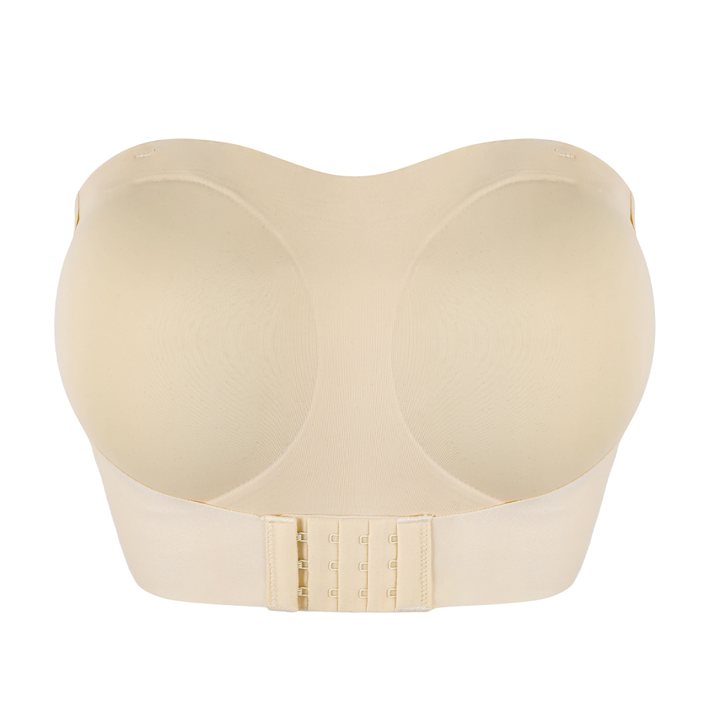 Women Strapless Padded Bra, Seam-free Front Button Cross Bandage, Comfortable Plus Size Lingerie for Women