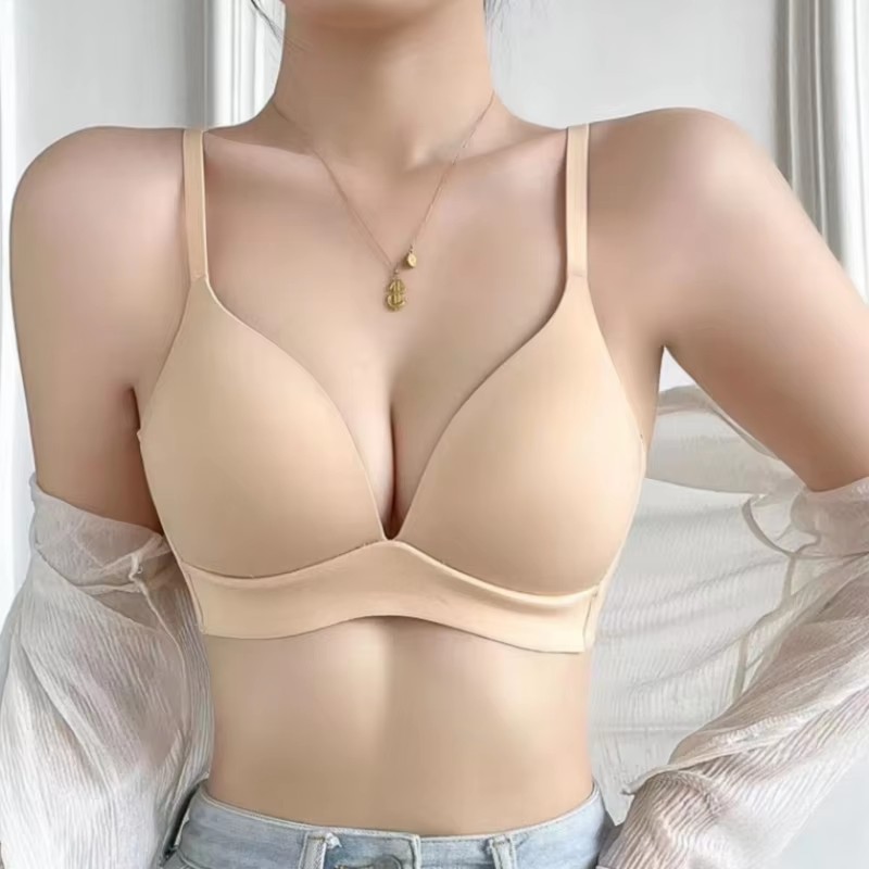 FallSweet Wireless Push Up Bra for Women, Seamless Cup Glossy Bralette, Comfortable Underwear, Female Lingerie