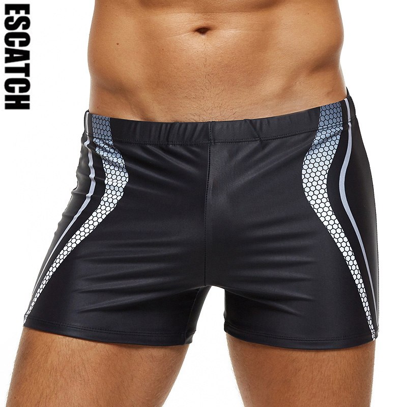 Men Swimwear Plus Size Fashion Printed Swimsuit, High Quality Elastic Swim Trunks with Pad, Male Beachwear