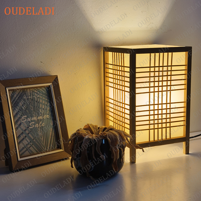 Bedroom Warm Bedside Lamp, Zen Tea Room Lamp, Tatami Decor, Wood Table Lamps, Living Room Bamboo Art Desk Light