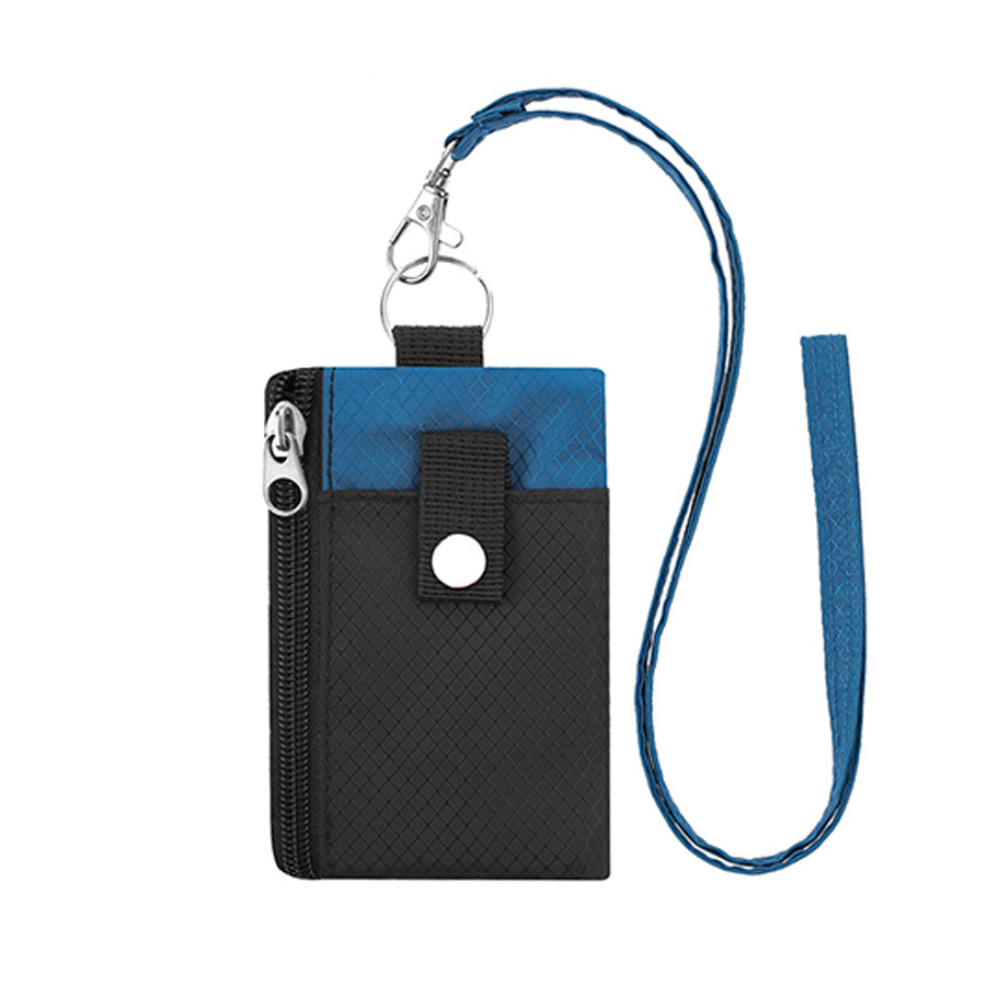 Slim Zip Card Wallet, Waterproof Badge Holder with ID Window, Anti-Theft Keychain Travel Wallet for Men and Women