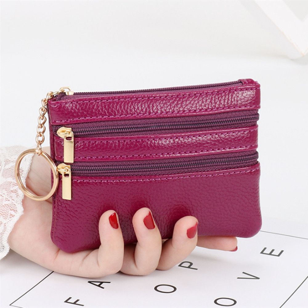 Leather Coin Purse for Women, Mini Change Purse with Zipper Pouch, Key Chain Holder & Card Holder Wallet