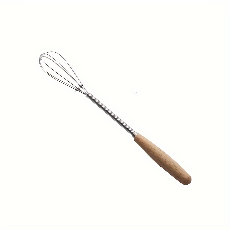 Whisk with Solid Wood Handle, Mini Stainless Steel Egg Beater for Blending and Beating, Kitchen Milk Whipper Whisk Wire